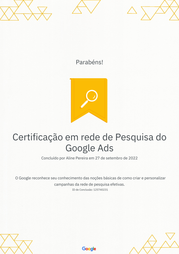 Certificação de Rede de Pesquisa pela Google Inc